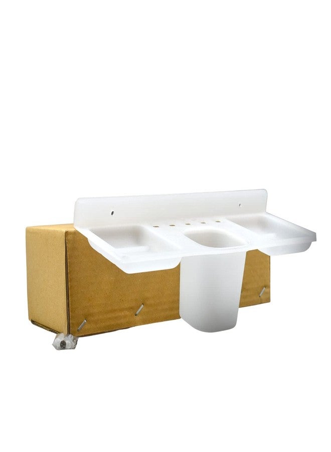 Oblivion Wall Mounted Plastic 4 in 1 Double Soap Dish with Mounting Screws, Tumbler and Tooth Brush Holder for Bathroom Dish Holder Organizer Rack Hanging Soap Tray for Bathroom Accessories - Image 1